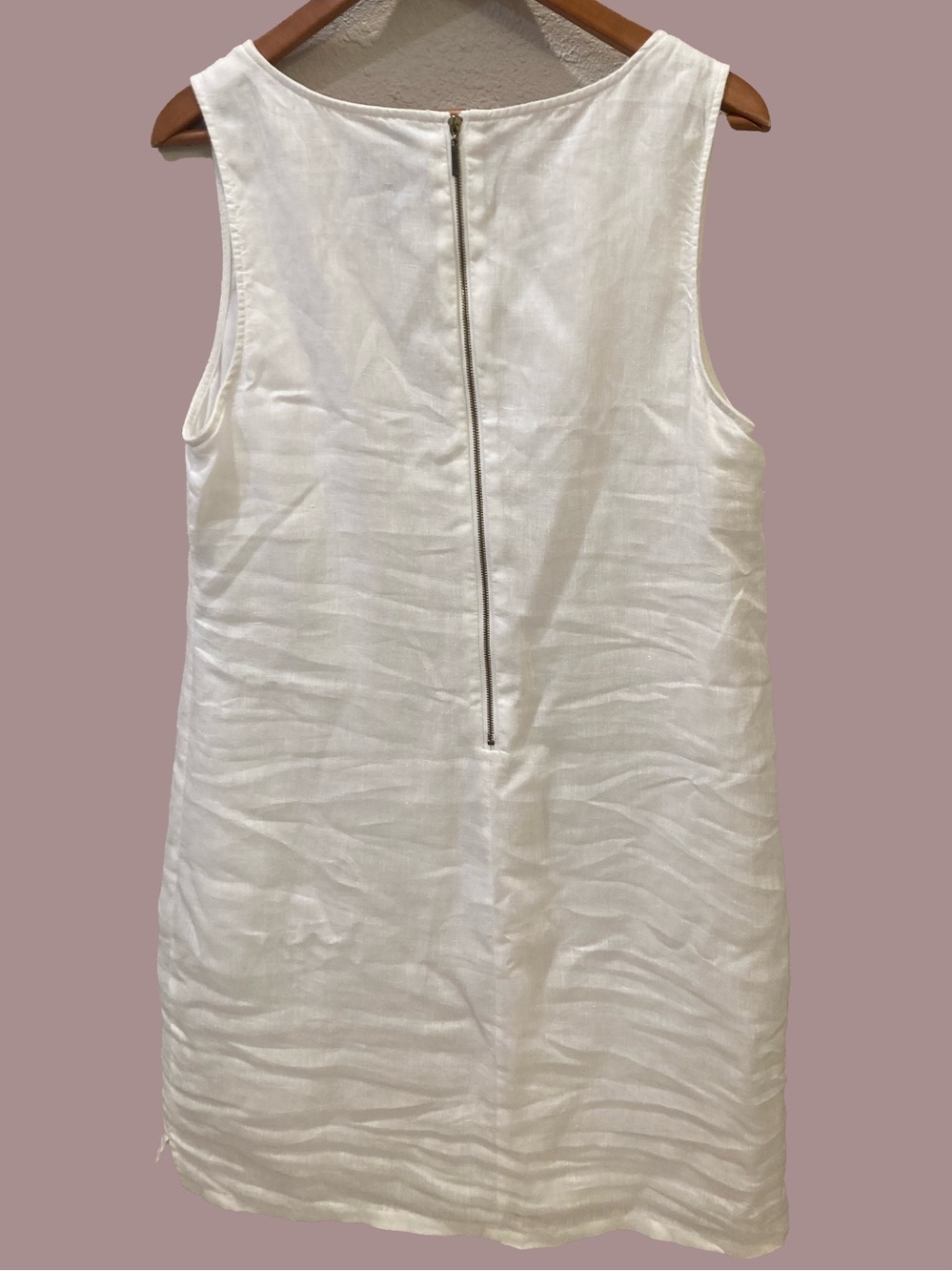Cynthia Rowley sleeveless white linen shift dress. Size 14. #lagenlook - Picture 2 of 3